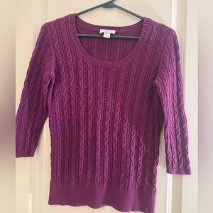 LOFT Rich Purple Cable Knit Sweater